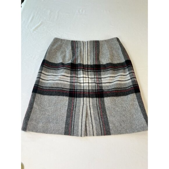 VTG Talbots Tartan Plaid Wool Mini Skirt 12 Black Gray Italian Academia Preppy - Picture 4 of 7